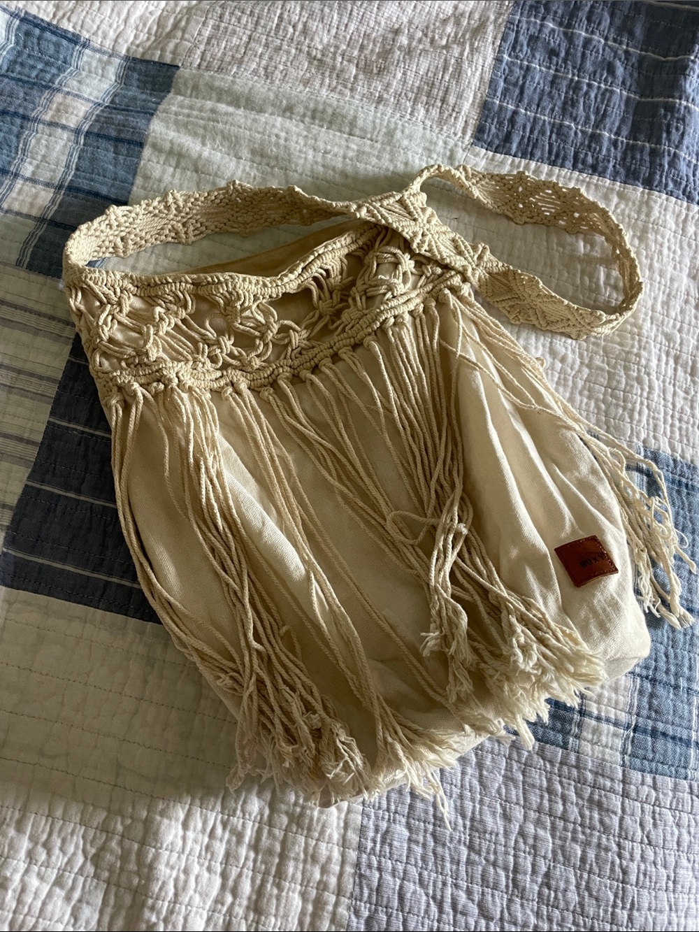 Roxy - Bohemian Macramé Fringe Handbag in Cream - Picture 9 of 9